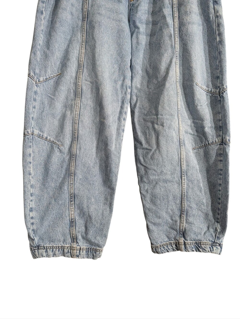 Scoop Barrel Leg Jeans Women's Medium (8/10) Light Wash Pull-On Drawstring Denim - Picture 4 of 8